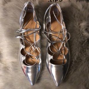 Banana republic silver lace up flats! Never worn!
